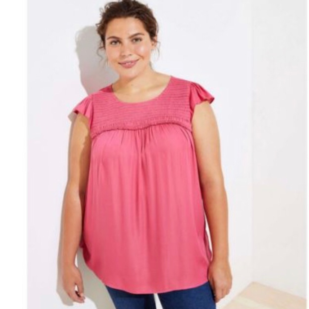 EUC LOFT Plus pink blouse sz 16